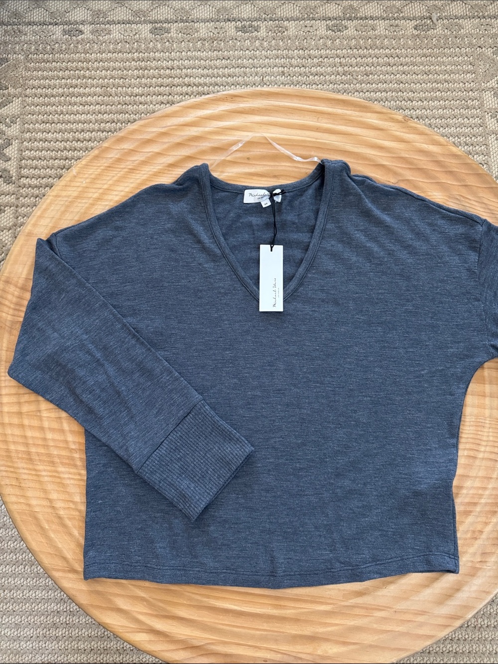 MICHAEL Michael Kors V-Neck Long-Sleeve Sweater - Charcoal Blue